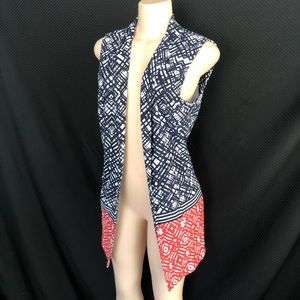 Robert Louis Medium Cardigan vest art navy red whi